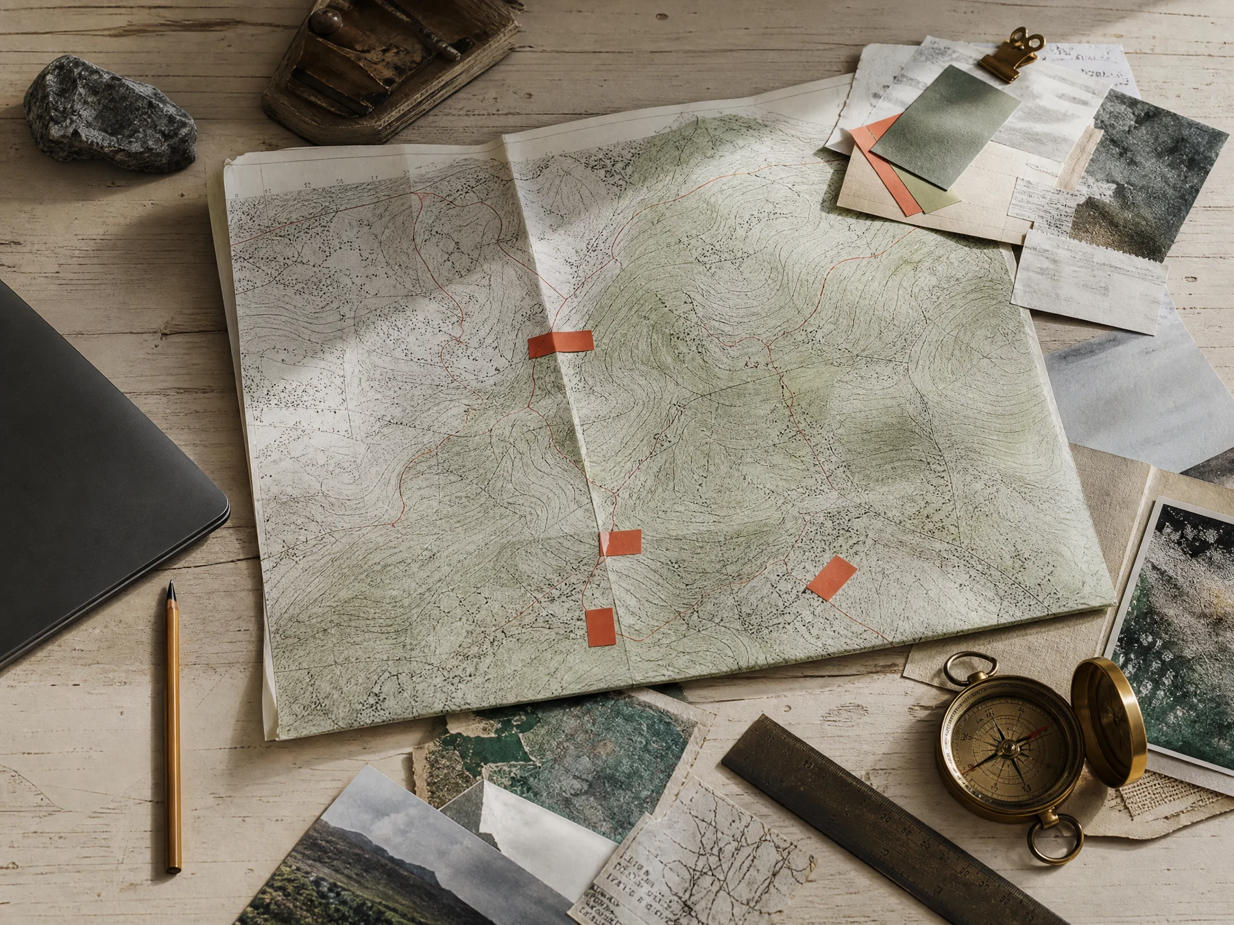 Physical evidence map and route materials